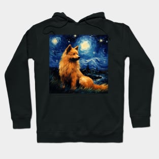 Finnish Spitz Painted in Starry Night style Hoodie